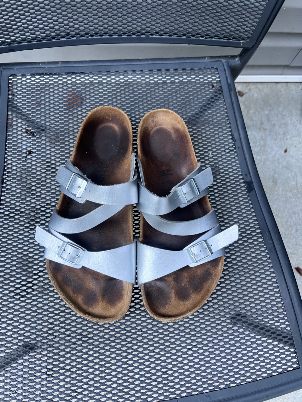 Birkenstock Women's Metallic Silver Double-Buckle Sandals